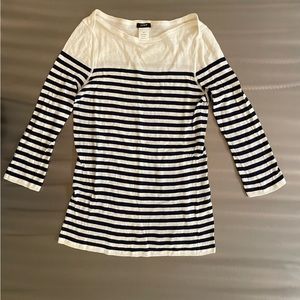 J. Crew 3/4 Sleeve Stripped Black and White Shirt